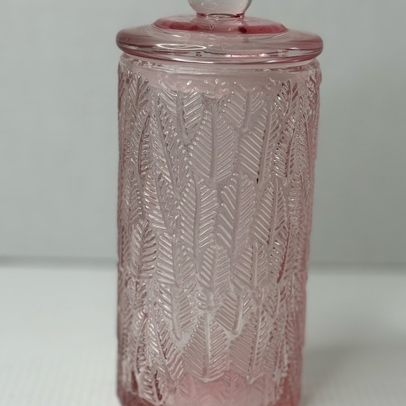 Lifestyle Products Pink Embossed Glass Container Jar With Lid - Picture 2 of 9